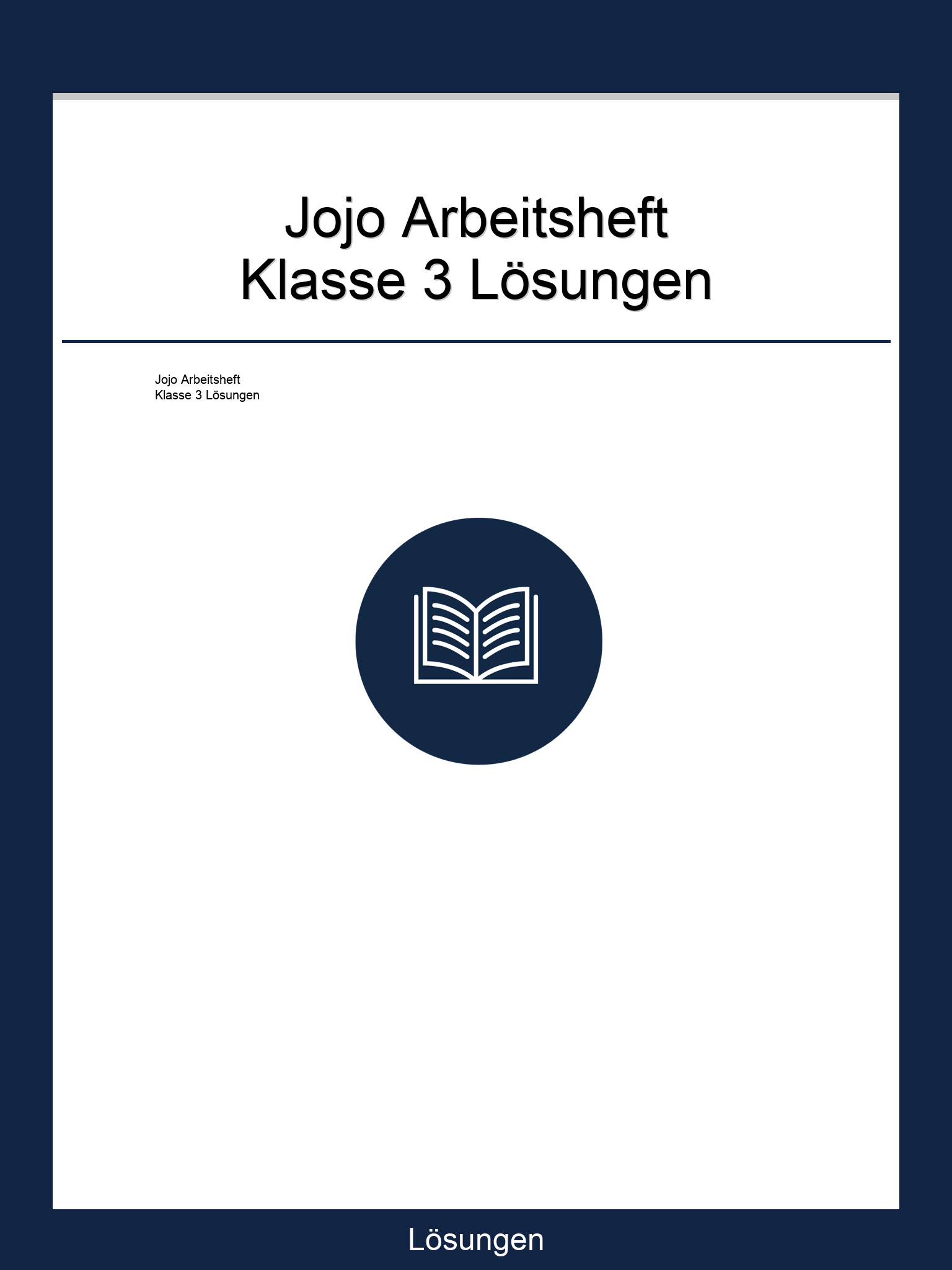 Jojo Arbeitsheft Klasse 3 Lösungen