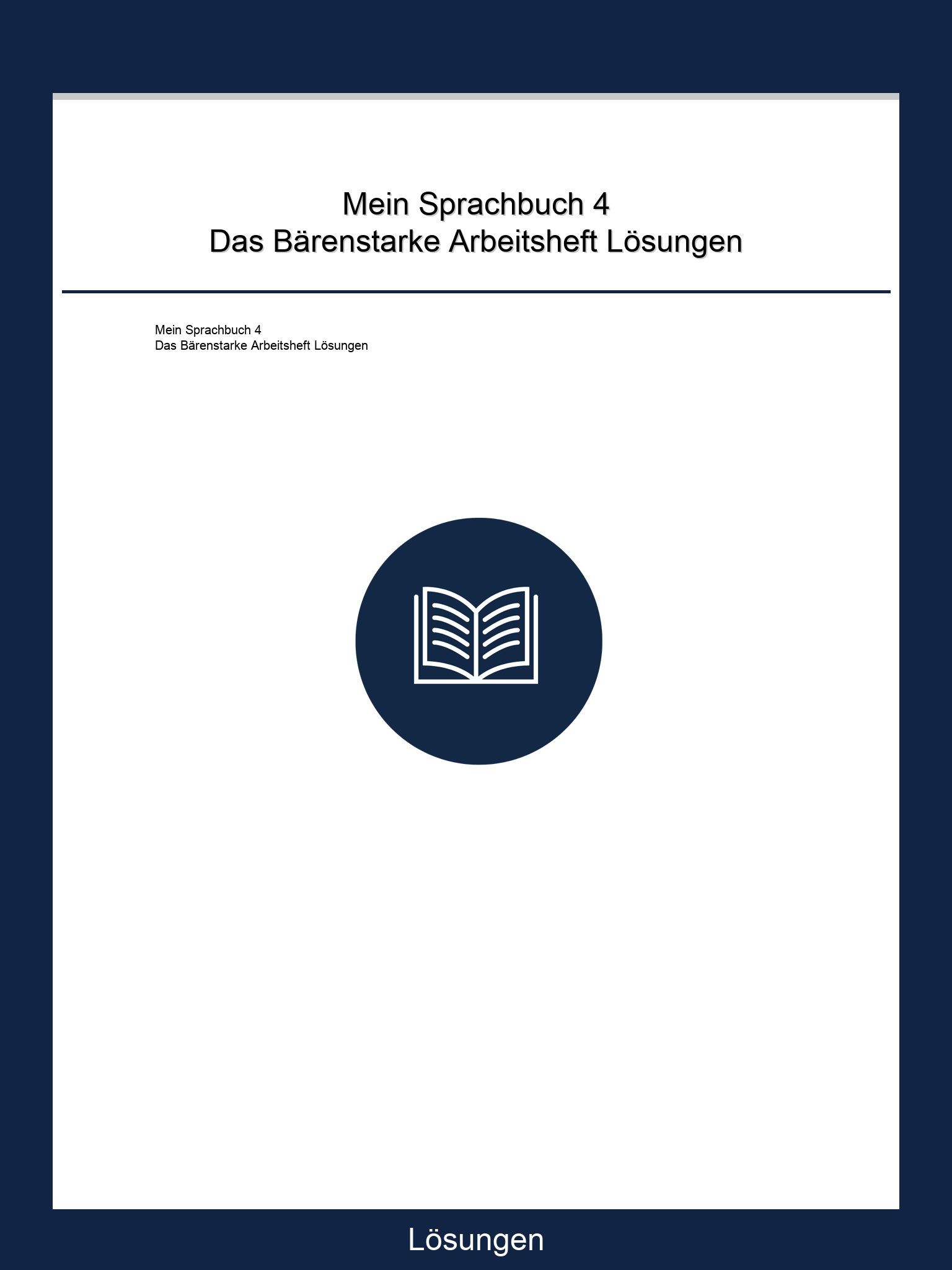 Mein Sprachbuch 4 Das Bärenstarke Arbeitsheft Lösungen